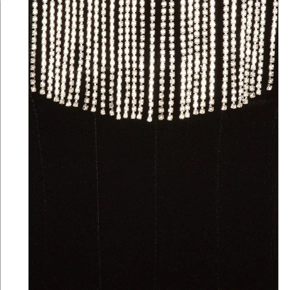 SOLD LPA Audra Dress Velvet Diamond Fringe womens XL black silver gemstone - Picture 12 of 16